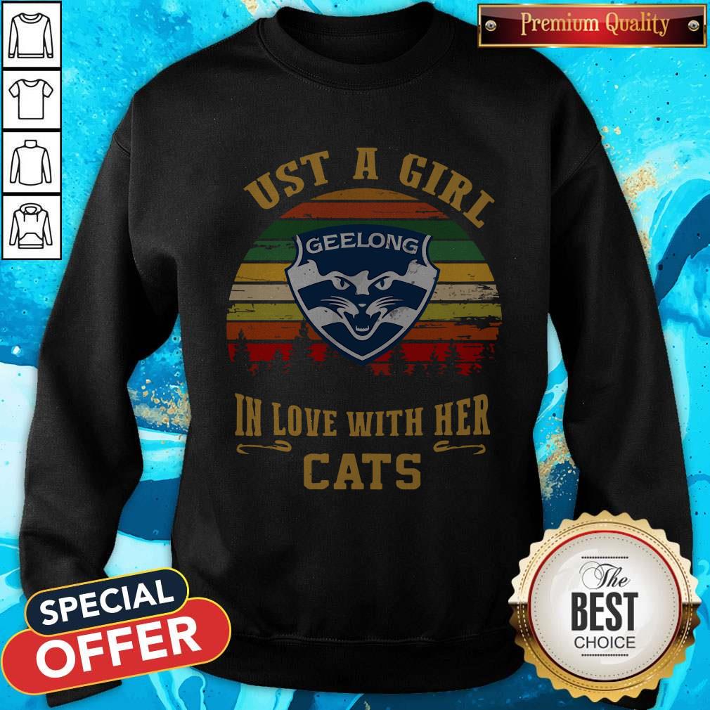 Top Geelong Just A Girl In Love With Her Cat’s Vintage Shirt - Image 5