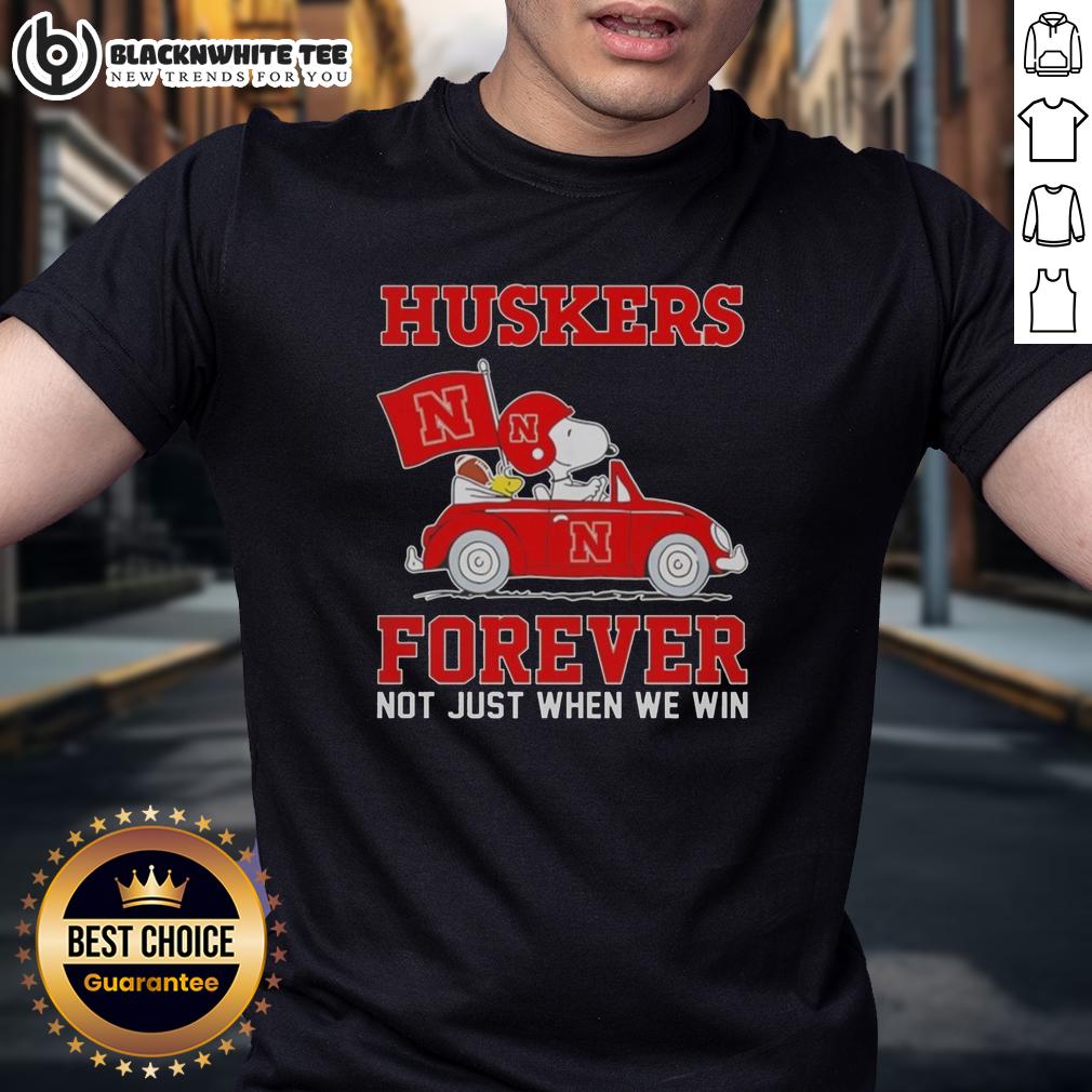 Official Snoopy And Woodstock Driving Car Nebraska Huskers T-Shirt