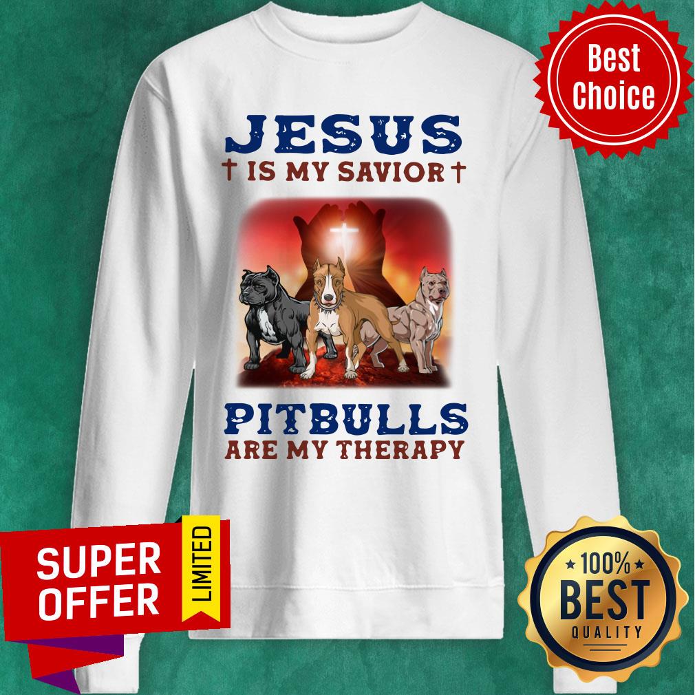 Pitbulls Are My Therapy Jesus Shirt - Image 4