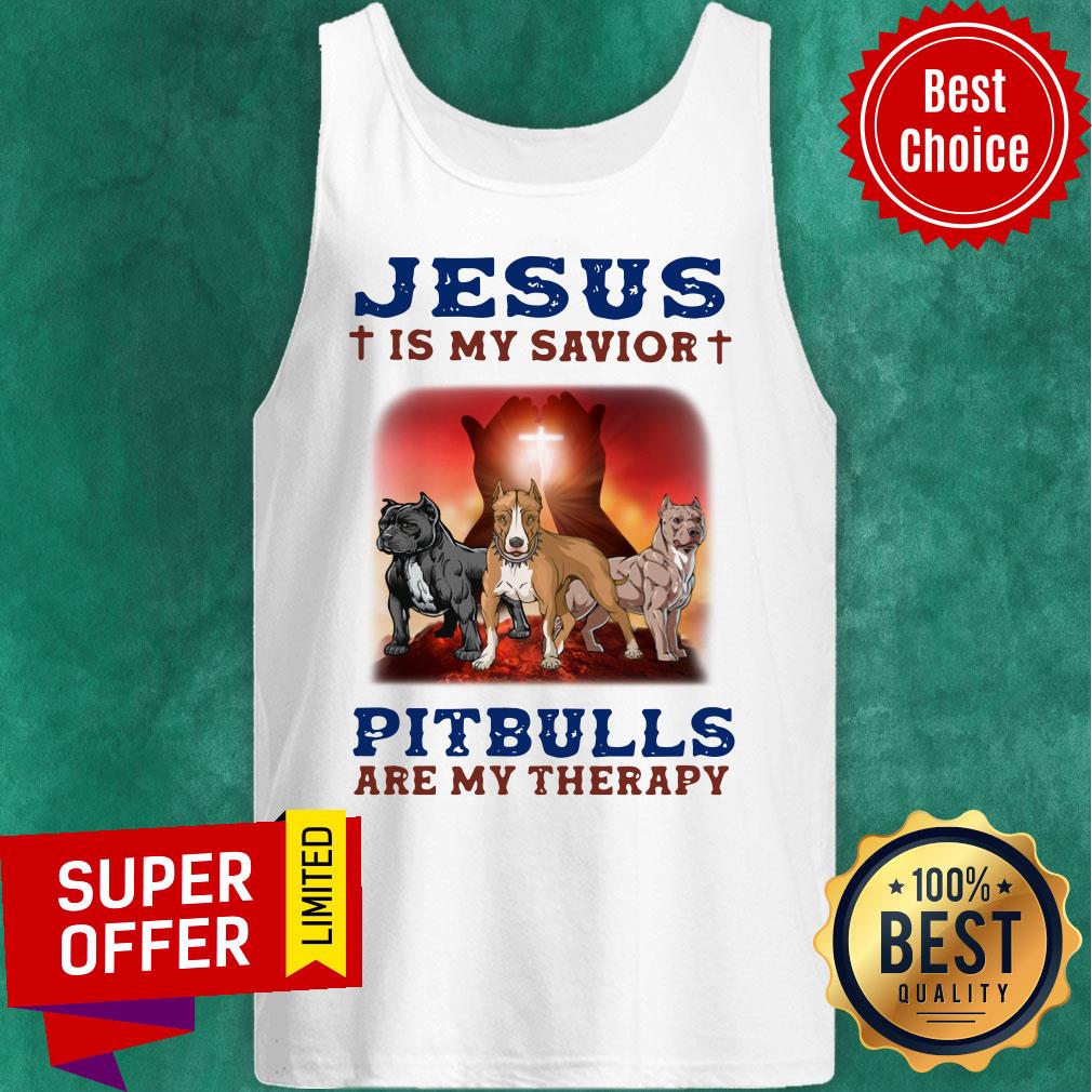 Pitbulls Are My Therapy Jesus Shirt - Image 3