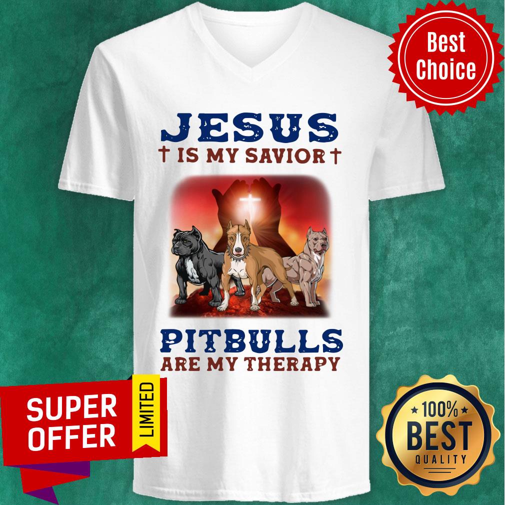 Pitbulls Are My Therapy Jesus Shirt - Image 2