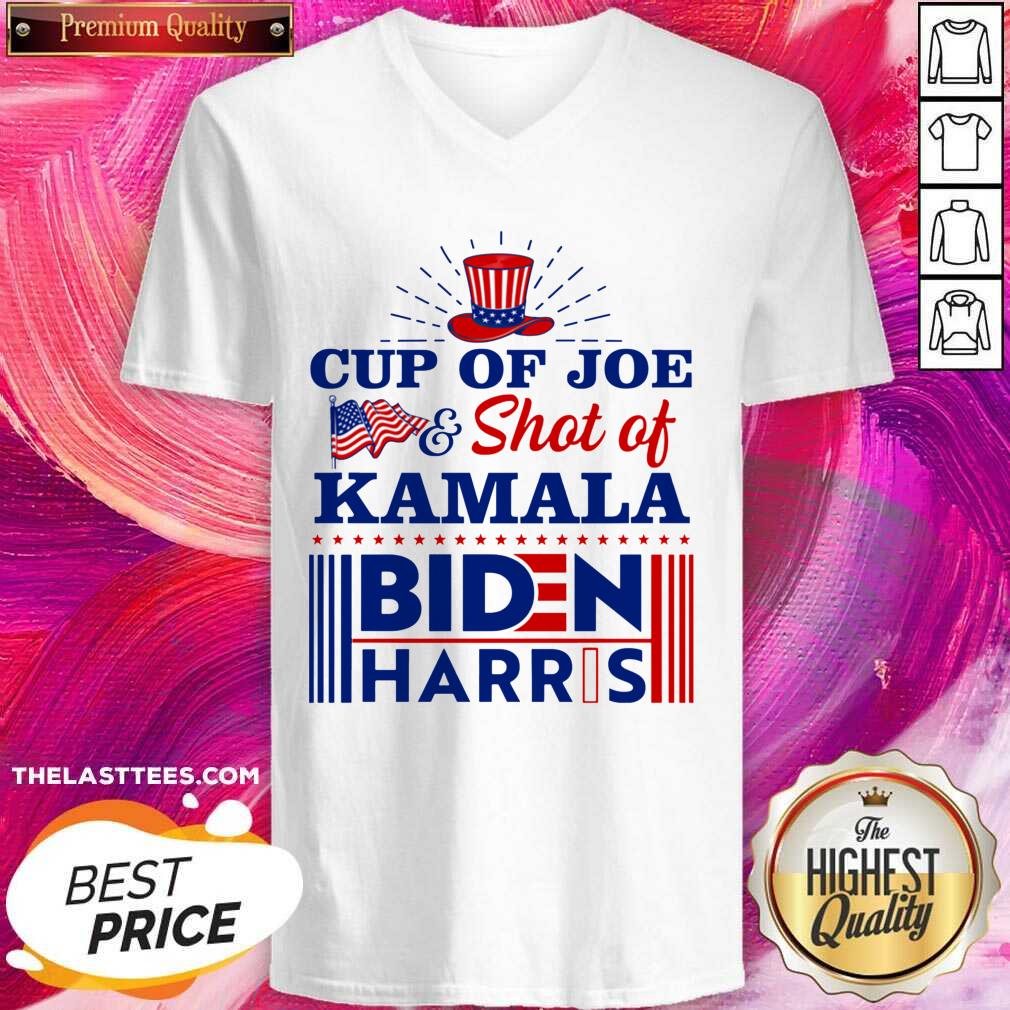 Good American Flag Cup Of Joe And Shot Of Kamala Biden Harris Shirt - Image 2