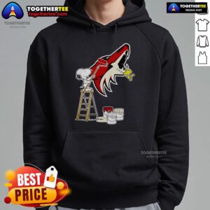Alternative view of Official Snoopy And Woodstock Painting Arizona Coyotes Logo Shirt
