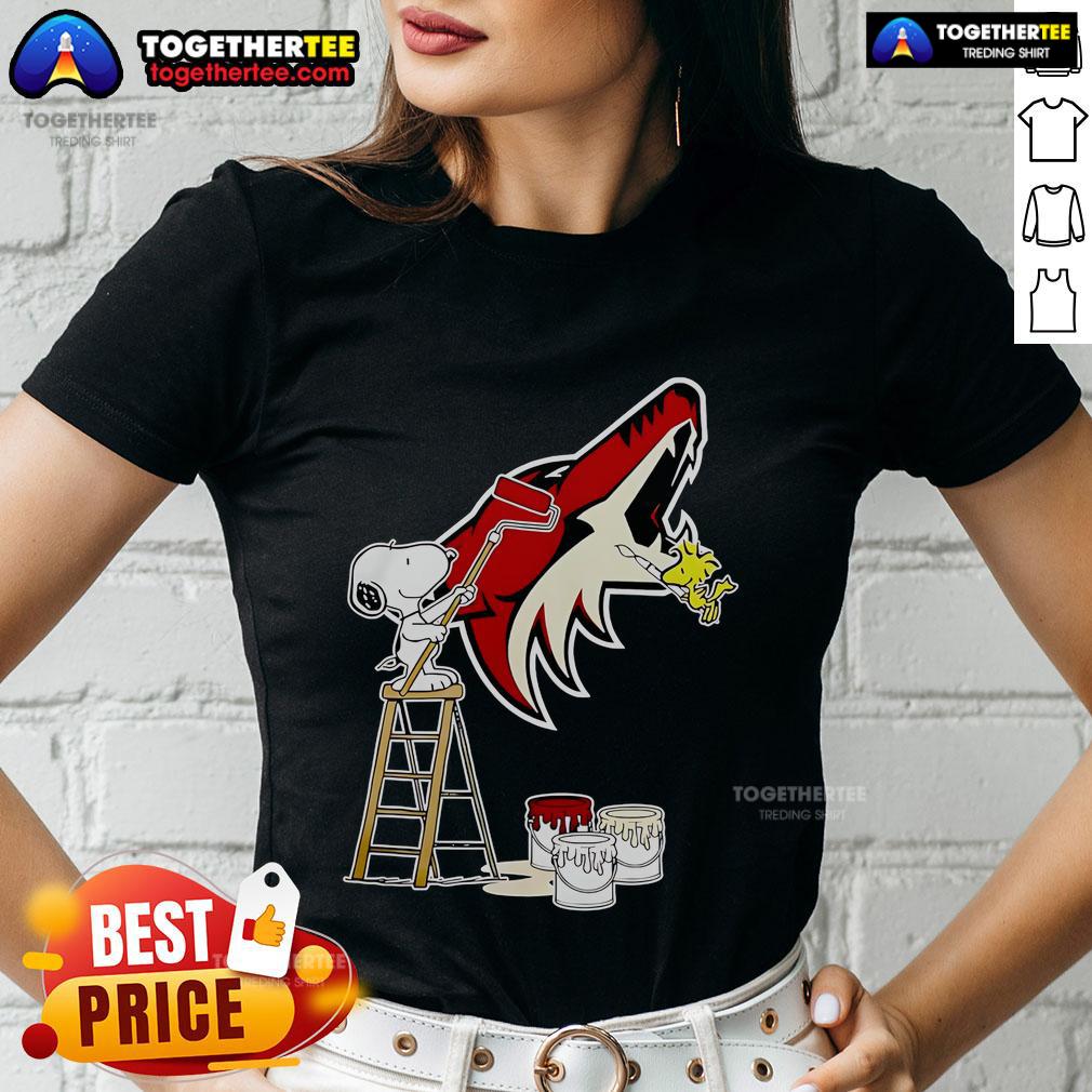 Official Snoopy And Woodstock Painting Arizona Coyotes Logo Shirt - Image 3