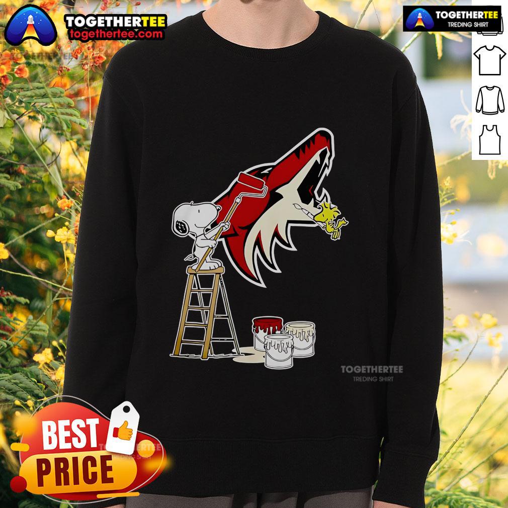 Official Snoopy And Woodstock Painting Arizona Coyotes Logo Shirt - Image 5