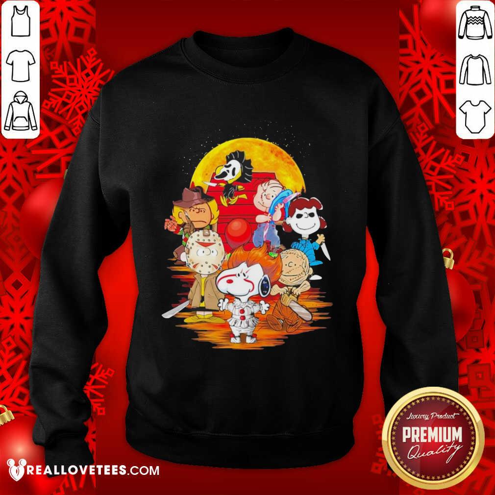 Pretty The Peanuts Snoopy And Friends Horror Face On The Moon Shirt - Image 3