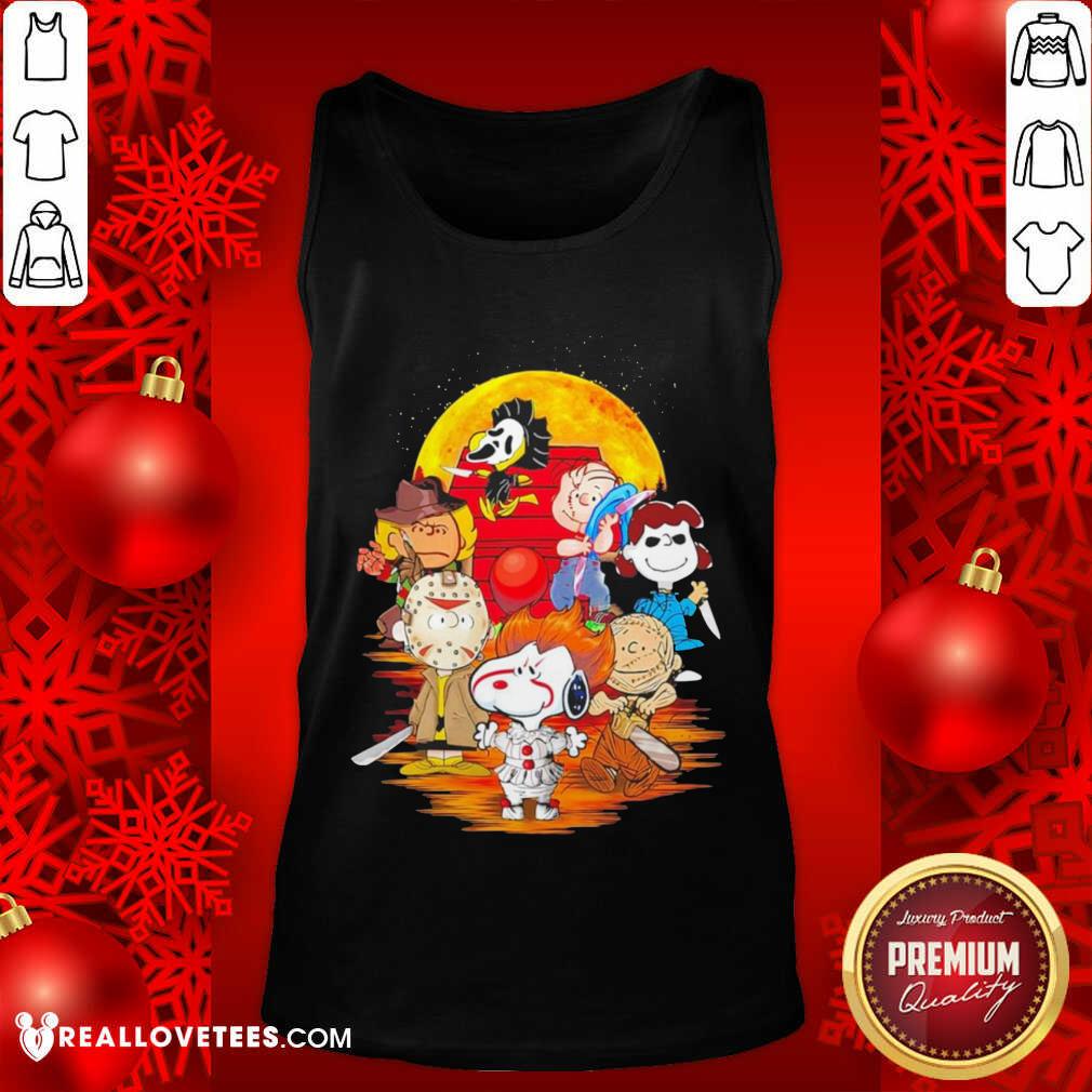 Pretty The Peanuts Snoopy And Friends Horror Face On The Moon Shirt - Image 2