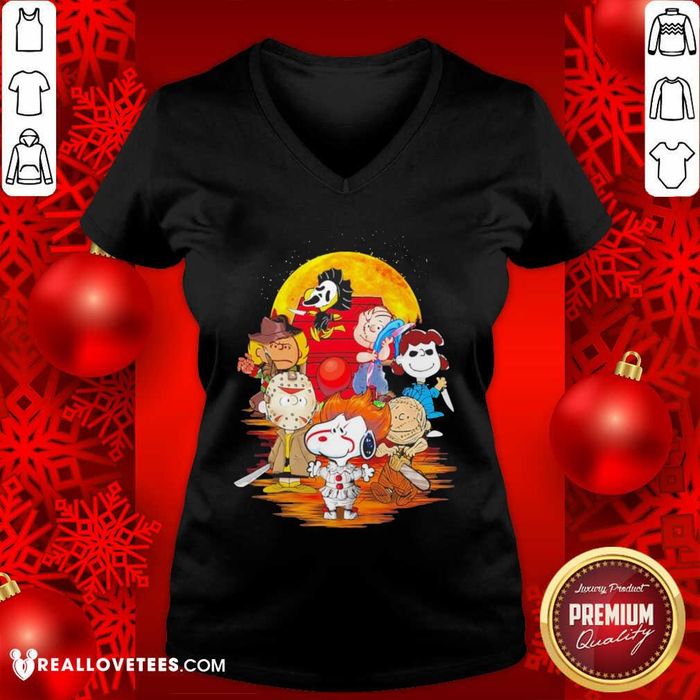Pretty The Peanuts Snoopy And Friends Horror Face On The Moon Shirt - Image 5