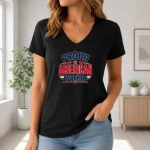 Alternative view of Official Proud American Worker Labour Day Vector Shirt