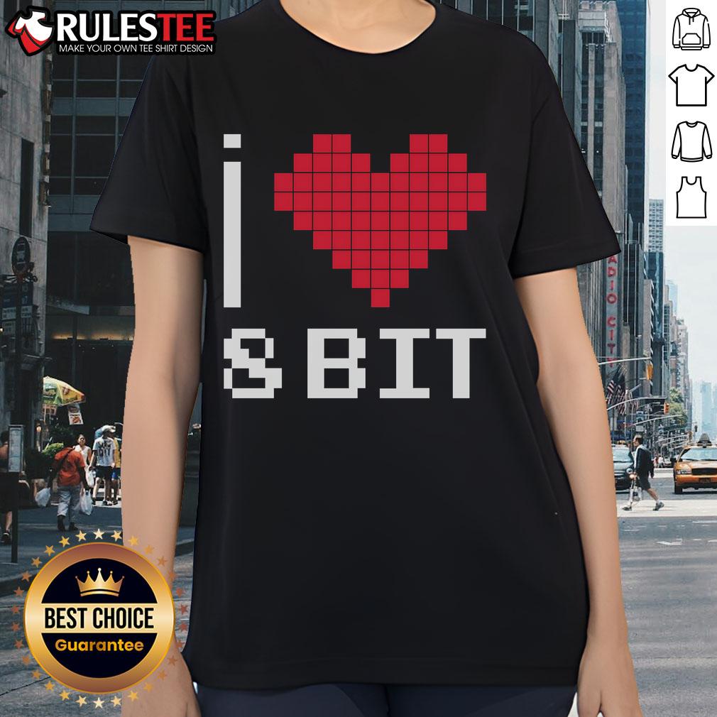Good I Love Heart 8 Bit Retro Gamer Gaming T-Shirt - Image 3