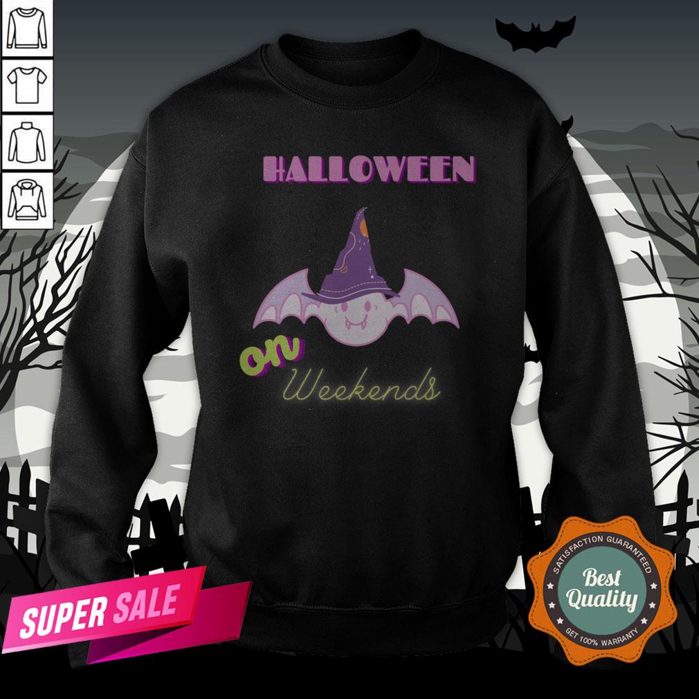 The Day Of Dead Halloween The Bat Witch On Weekends Sugar Skull Shirt - Image 4