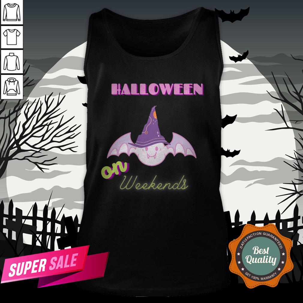 The Day Of Dead Halloween The Bat Witch On Weekends Sugar Skull Shirt - Image 3