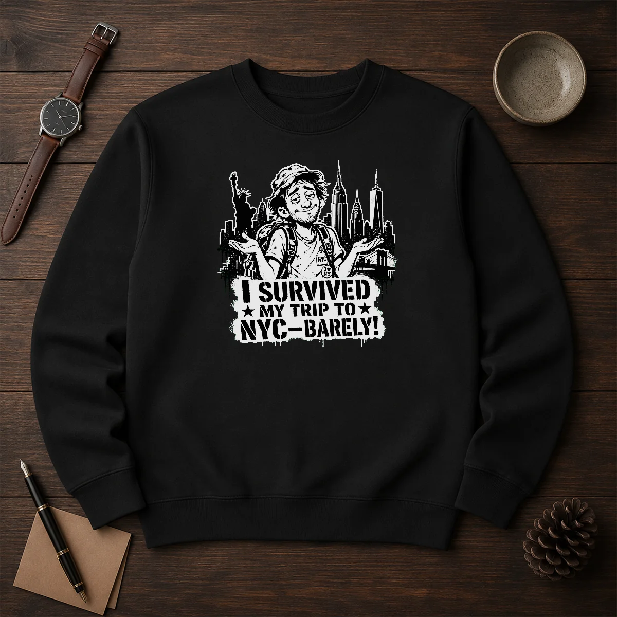Premium NYC Trip Survivor Stencil Shirt - Image 7