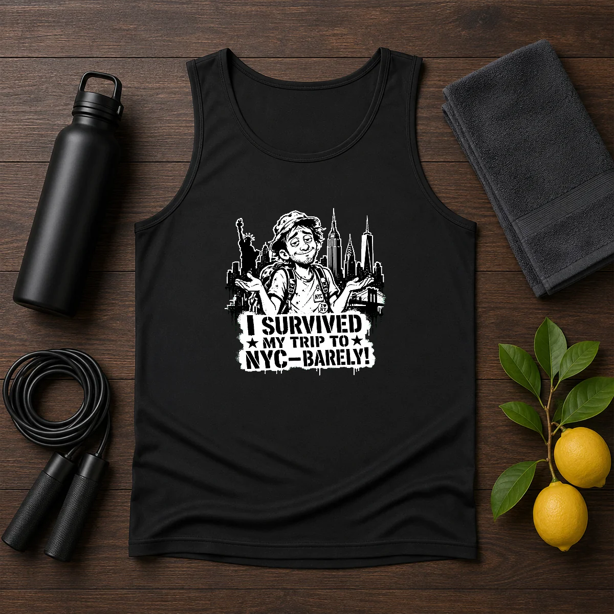 Premium NYC Trip Survivor Stencil Shirt - Image 3