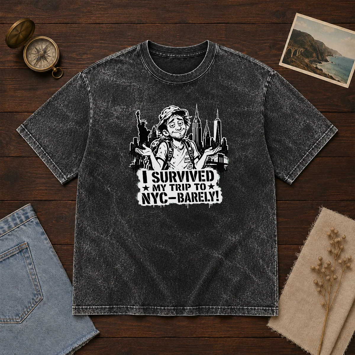 Premium NYC Trip Survivor Stencil Shirt - Image 8
