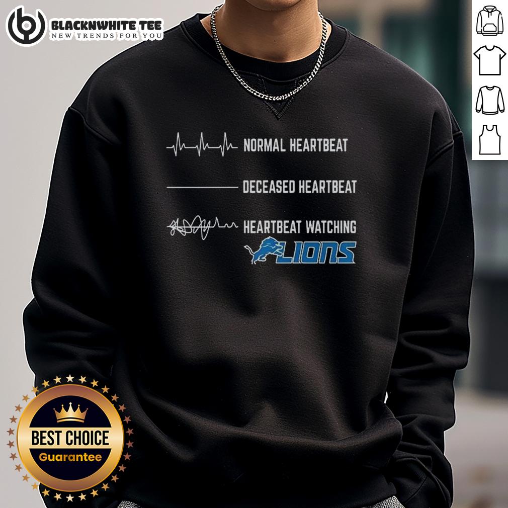 Awesome Heartbeat Watching Detroit Lions T-Shirt - Image 5