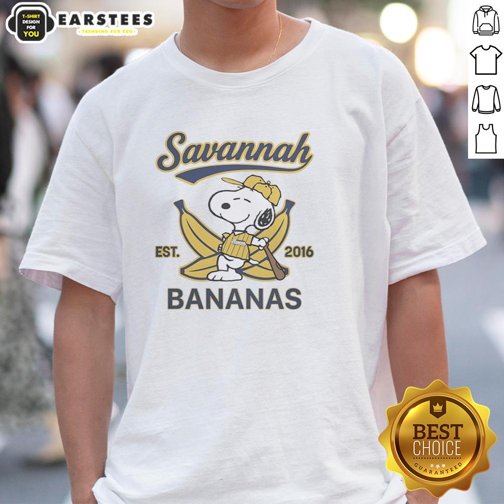 Nice Snoopy Lying On Banana With Savannah Bananas Outfit Est 2016 T-Shirt