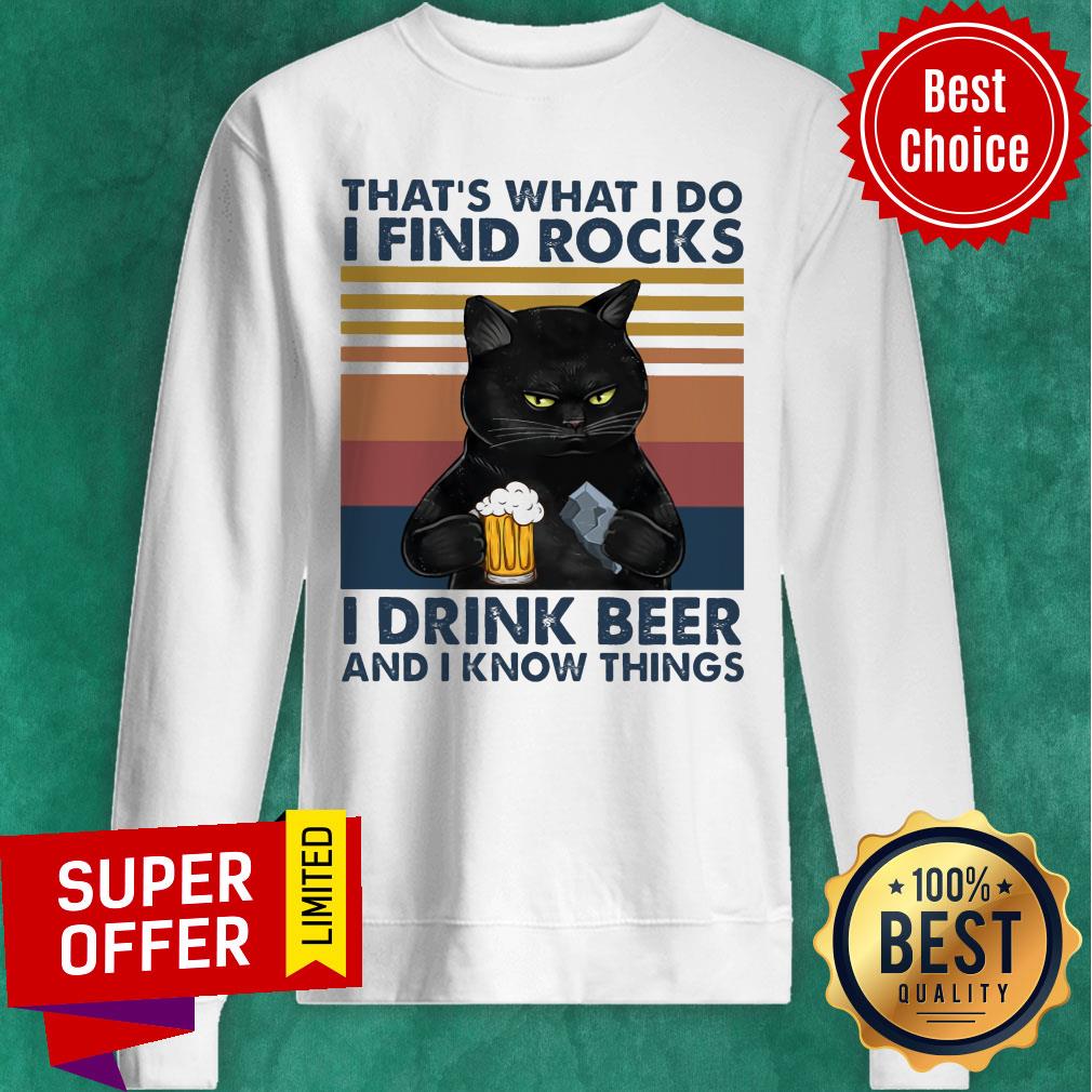 Black Cat Geology Find Rock Beer Shirt - Image 4