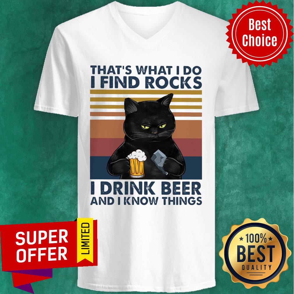 Black Cat Geology Find Rock Beer Shirt - Image 2
