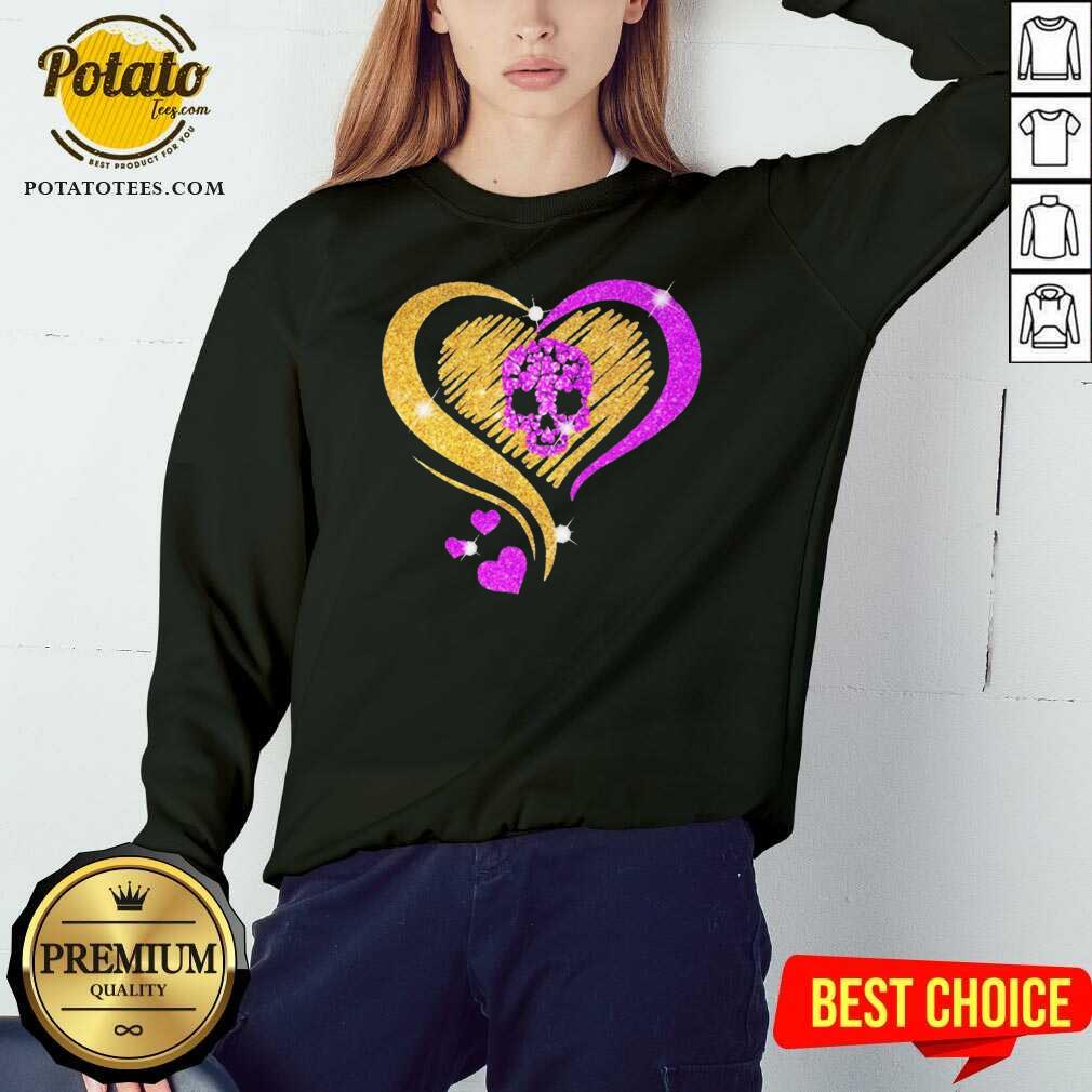 Pretty Skull Heart Bling Shirt - Image 4