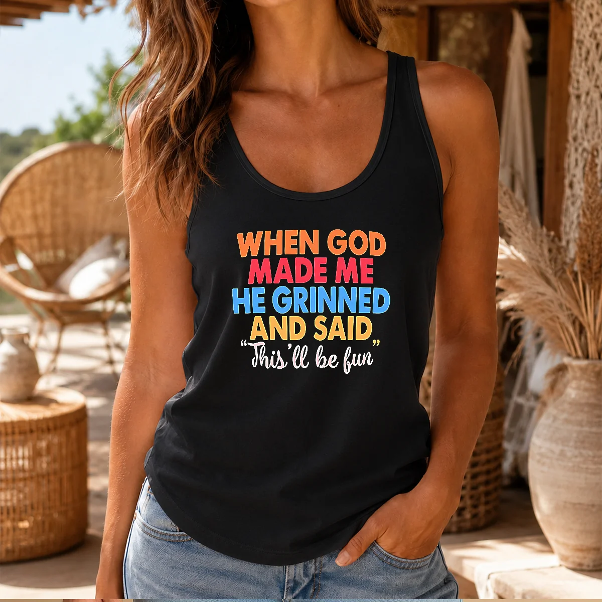 Nice When God Made Me He Grinned And Said This'Ll Be Fun Vintage Shirt - Image 3
