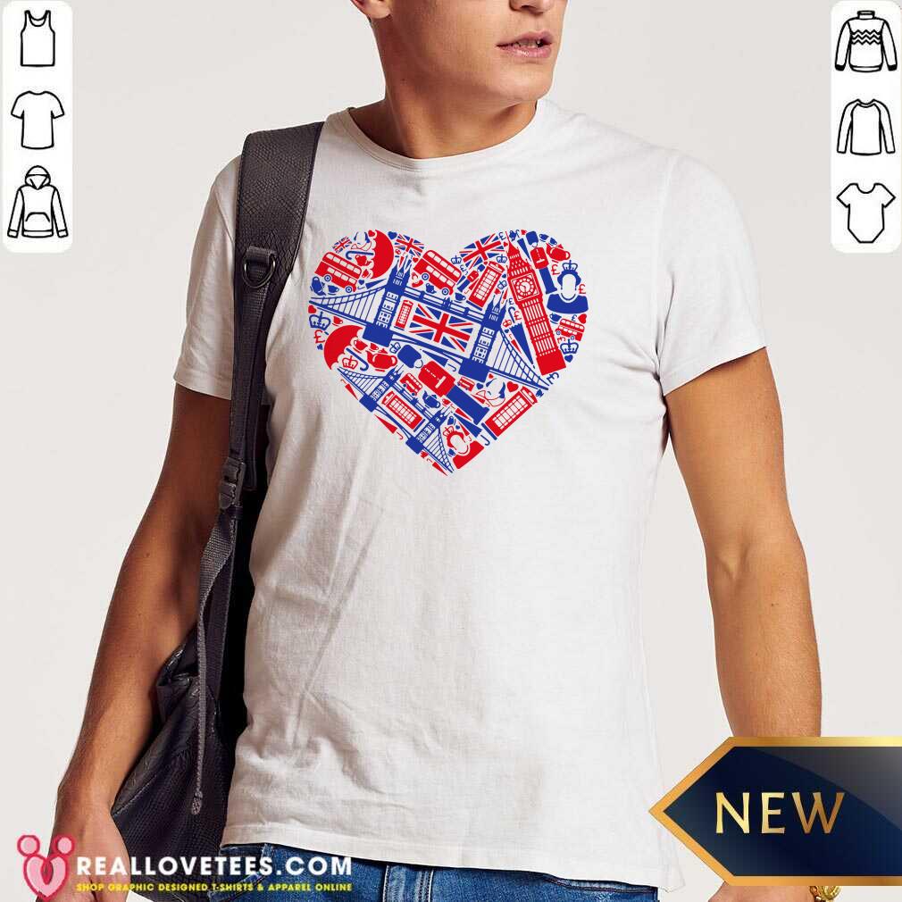 Hot List Of British Symbols Composed In Love Sign Shirt