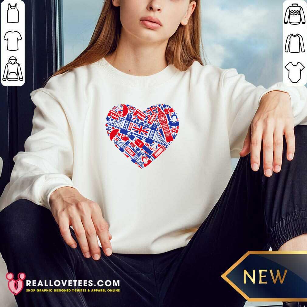 Hot List Of British Symbols Composed In Love Sign Shirt - Image 3