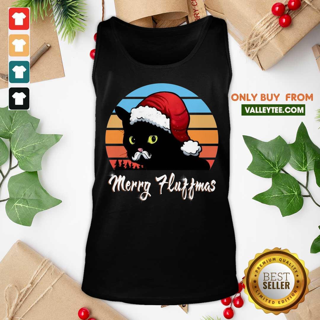 Luxury Santa Black Cat Merry Fluffmas Christmas Vintage Shirt - Image 5