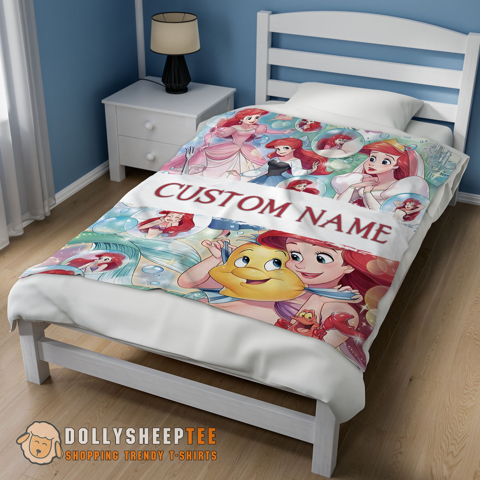 Happy Hot The Little Mermaid Blanket Ariel Princess Fleece Family Princess Customized Blanket - Image 2