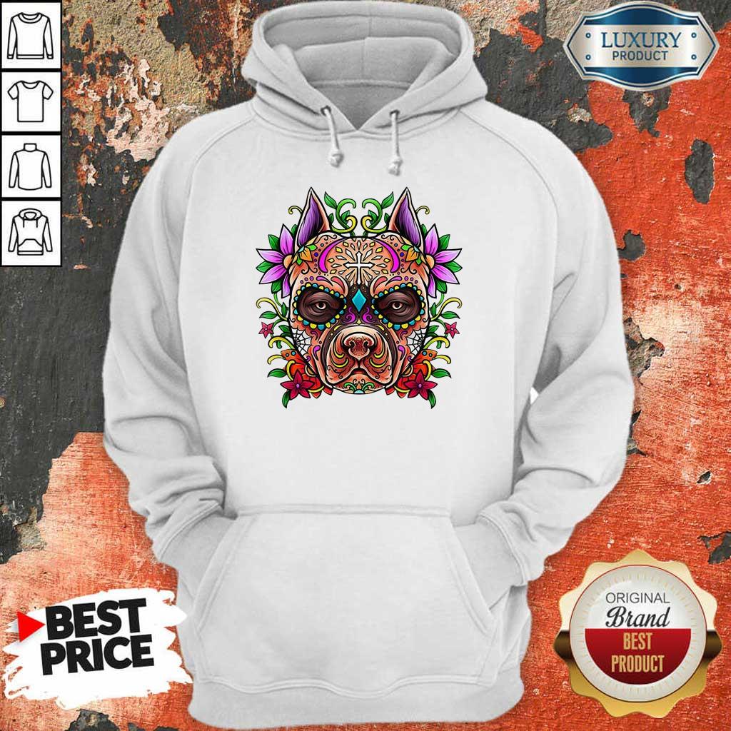 Good Pitbull Sugar Skull Day Of The Dead Holiday Cool Gift Shirt - Image 5