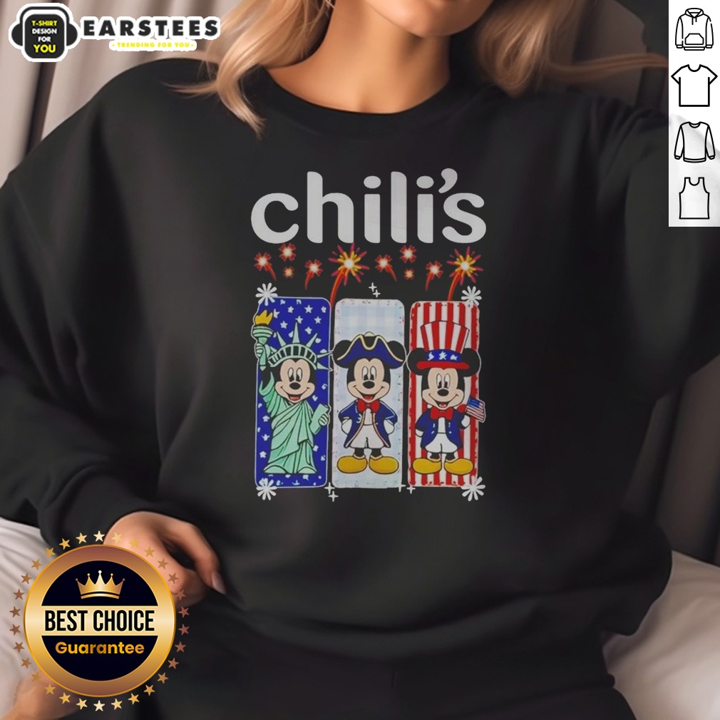 Chili'S Mickey Mouse Statue Of Liberty Patriot Independence Day Shirt - Image 4