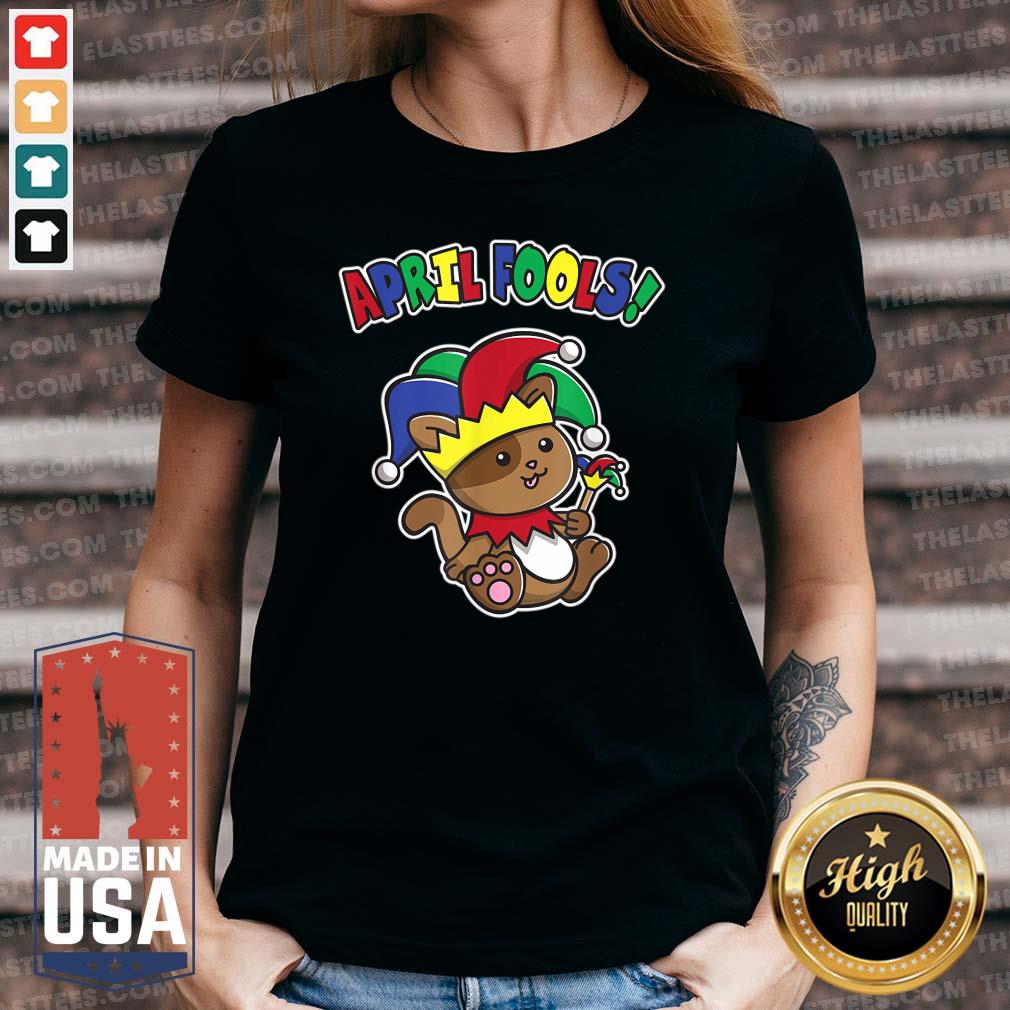 Good Happy April Fool’s Day Funny Cute Cat Jester Prankster T Shirt - Image 2