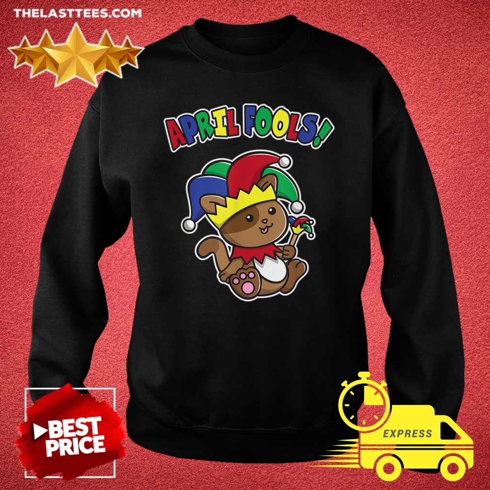 Good Happy April Fool’s Day Funny Cute Cat Jester Prankster T Shirt - Image 4