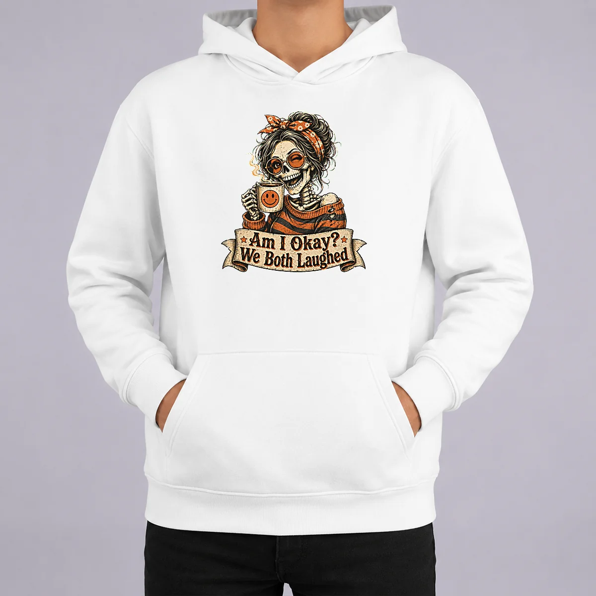 Original Vintage Funny Halloween Skeleton Girl Coffee Shirt - Image 5