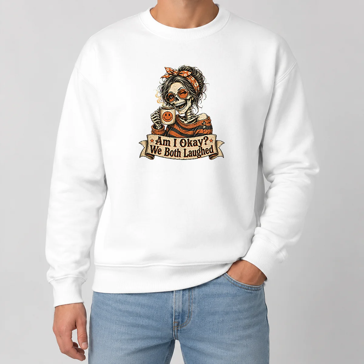 Original Vintage Funny Halloween Skeleton Girl Coffee Shirt - Image 7