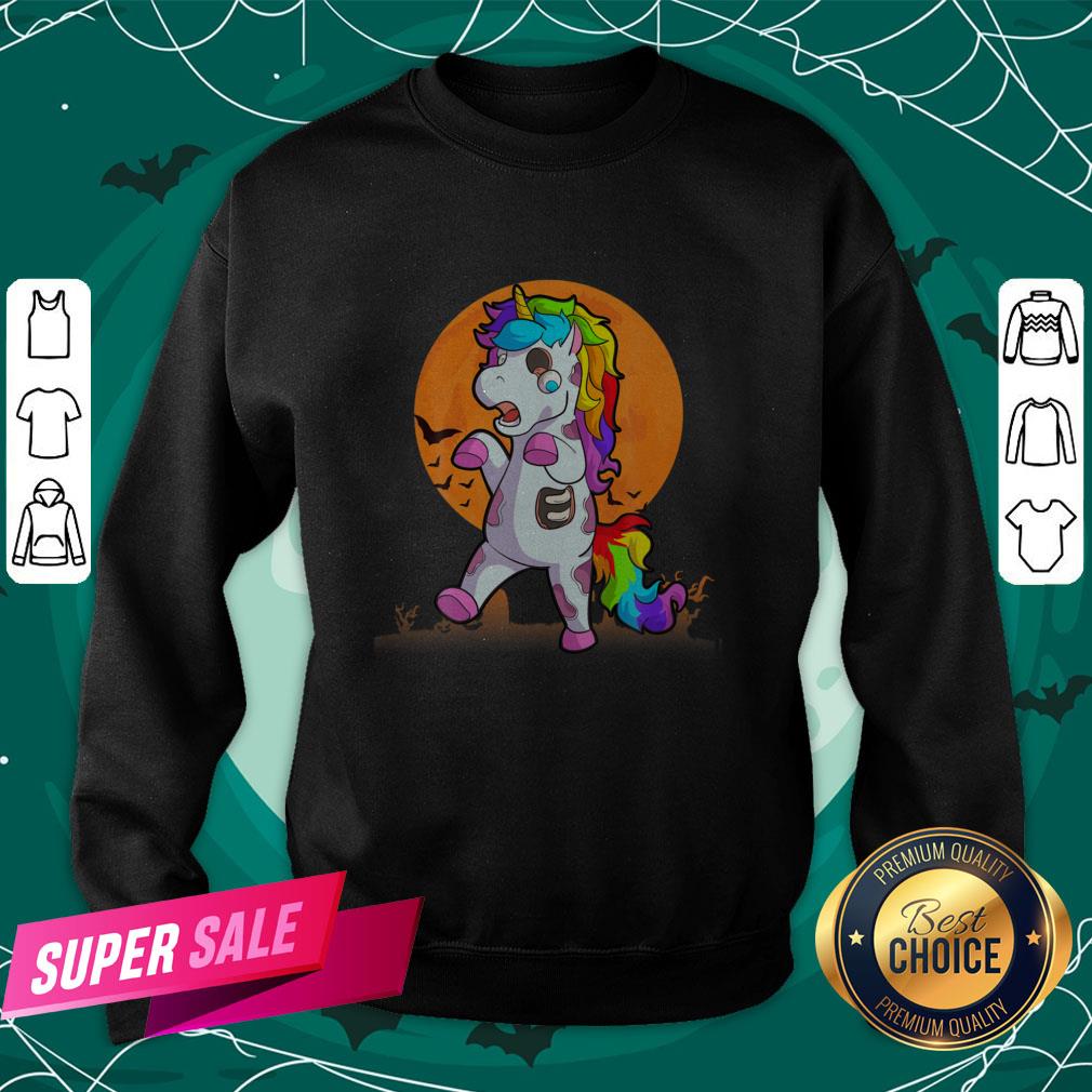 Official Unicorn Zombie Happy Halloween Shirt - Image 4