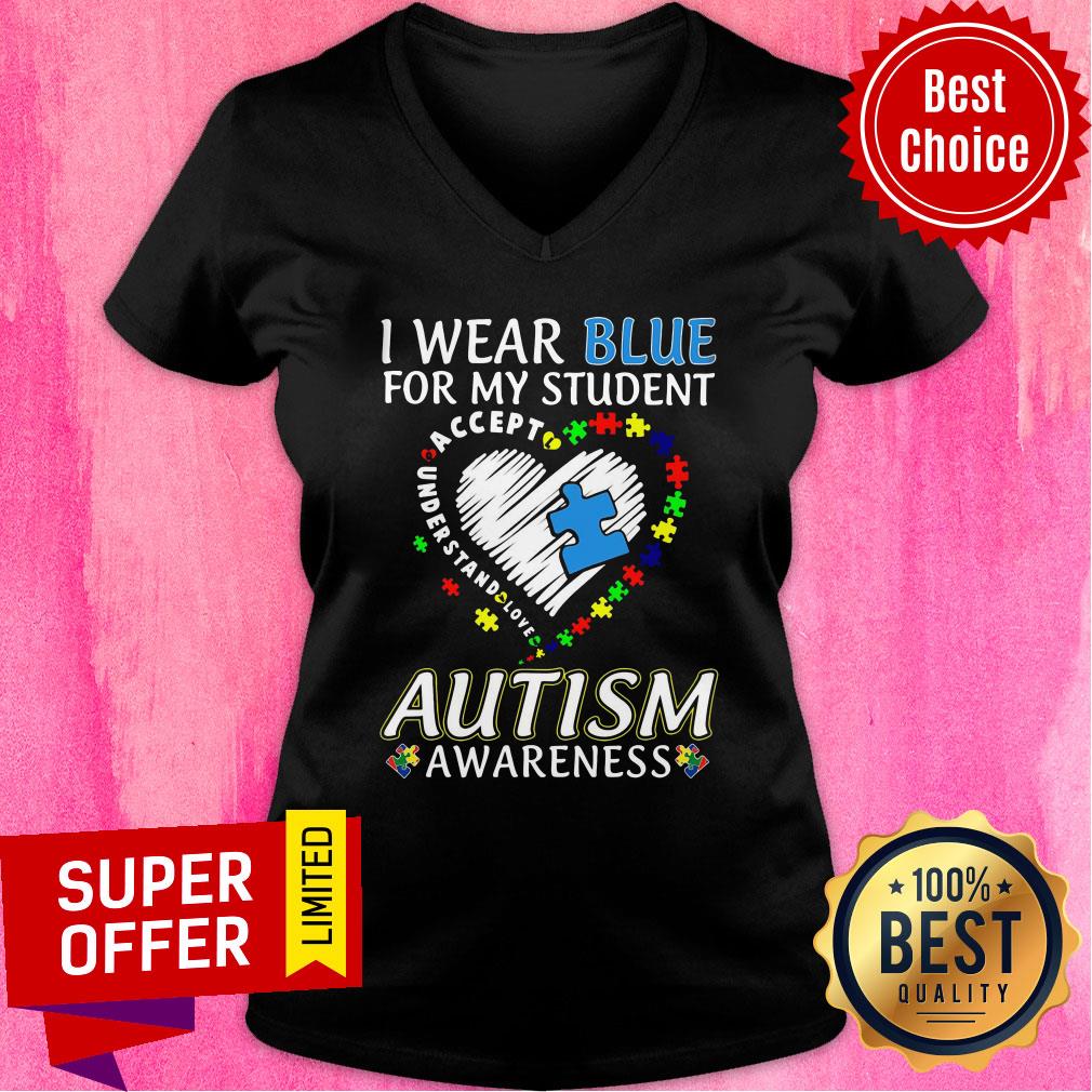 Autism Awareness I Wear Blue For My Student Accept Love Shirt - Image 3