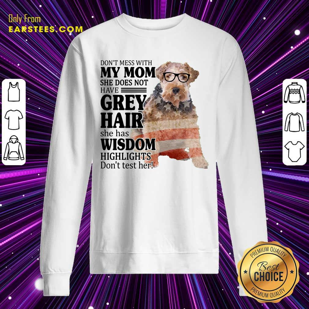 Hot White Wire Fox My Mom Grey Hair Wisdom Highlights American Flag Shirt - Image 3