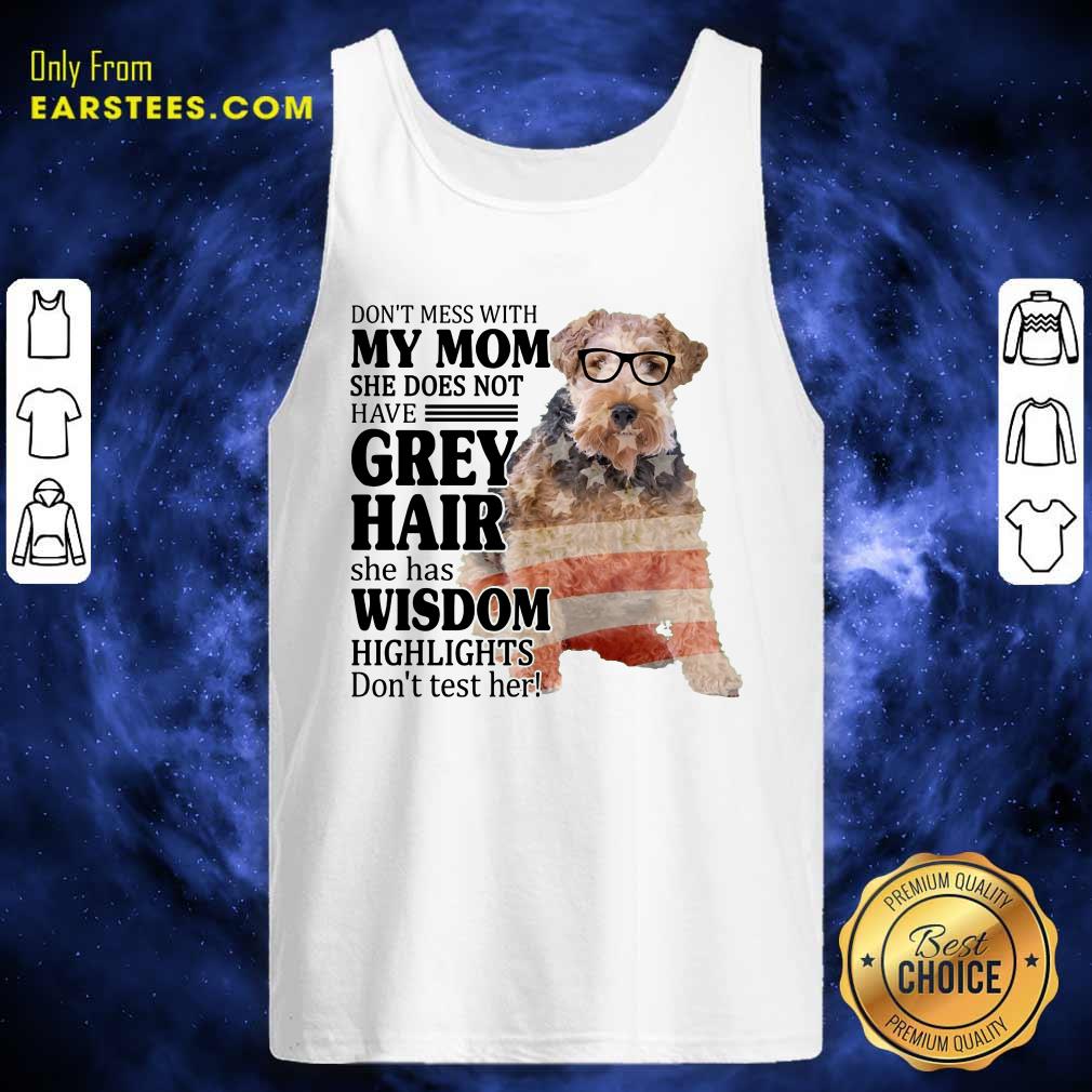 Hot White Wire Fox My Mom Grey Hair Wisdom Highlights American Flag Shirt - Image 2