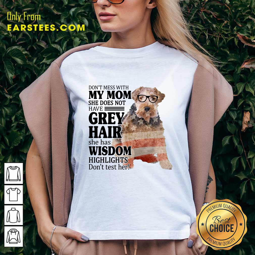 Hot White Wire Fox My Mom Grey Hair Wisdom Highlights American Flag Shirt - Image 5