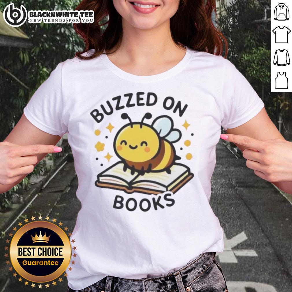 Cute Bee Buzzed On Books T-Shirt - Image 3