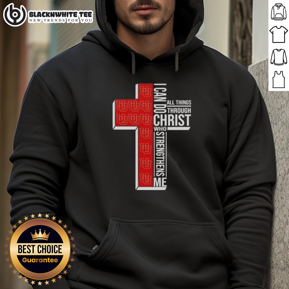 Happy I Can Do All Things Through Christ Who Strengthens Me Utah Utes Football Cross T-Shirt - Image 2