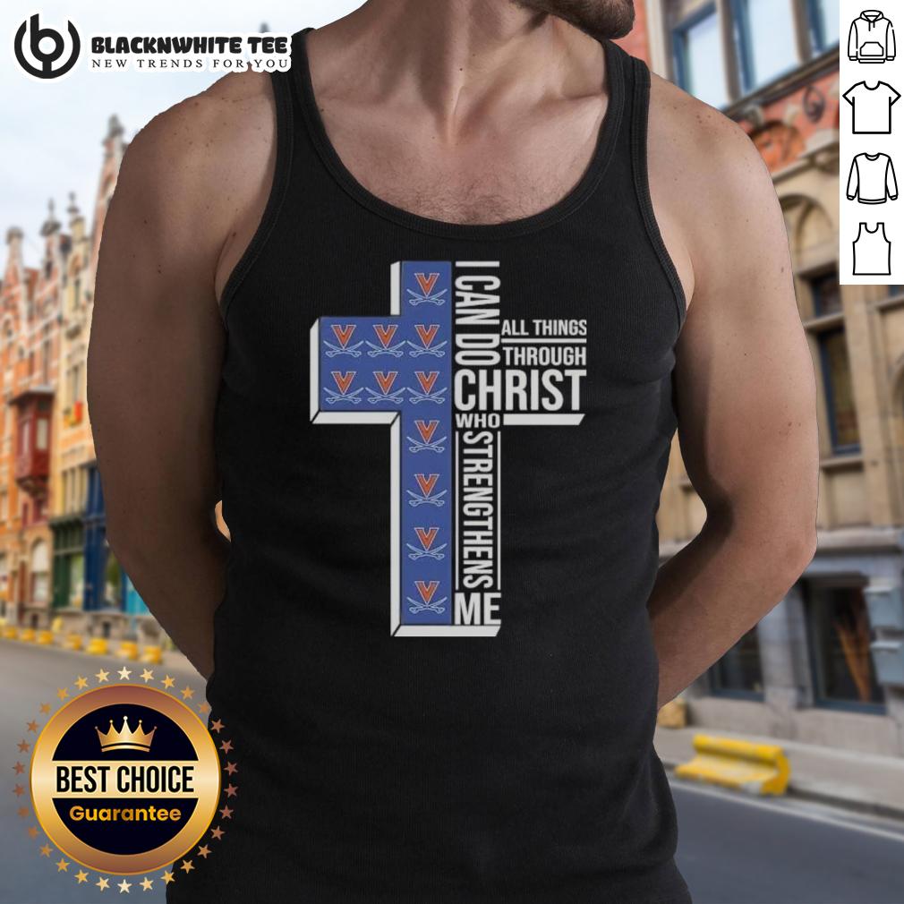 Happy I Can Do All Things Through Christ Who Strengthens Me Virginia Cavaliers Football Cross T-Shirt - Image 4