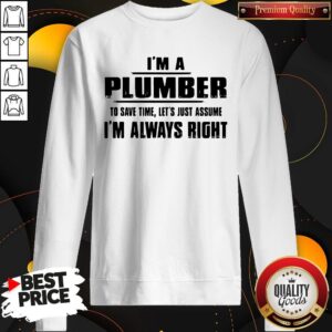Alternative view of Perfect I’m A Plumber To Save Time Let’s Just Assume I’m Always Right T-Shirt