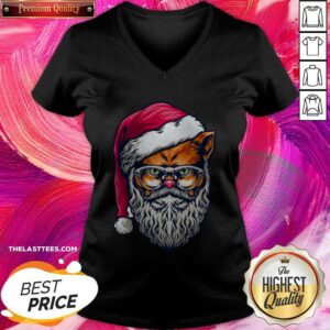Alternative view of Top Xmas Wildcat Santa Claus Christmas Wearing Glasses Shirt