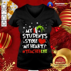 Alternative view of Cute Grinch Hand Holding Heart My Students Stole My Heart #teacherlife Shirt