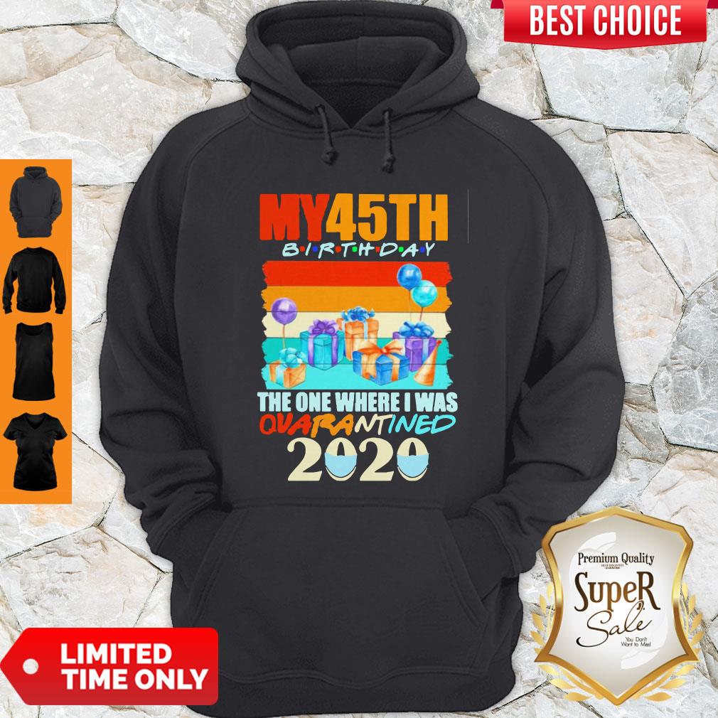 Official My 45th Birthday The One Where I Was Quarantined 2020 Mask Vintage Shirt - Image 4