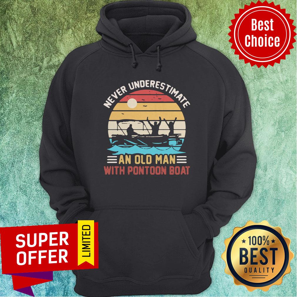 Never Underestimate An Old Man With Pontoon Boat Vintage Shirt - Image 2