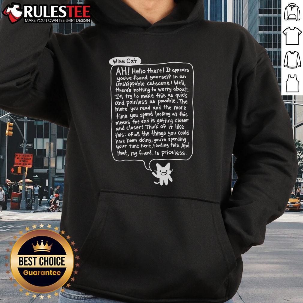 Awesome Bandage Brigade Unskippable Cutscene Wise Cat T-Shirt - Image 2
