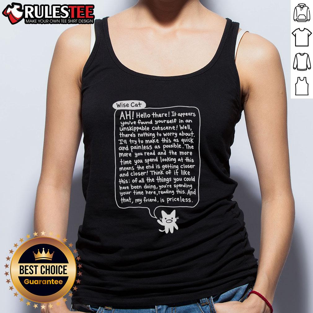 Awesome Bandage Brigade Unskippable Cutscene Wise Cat T-Shirt - Image 4